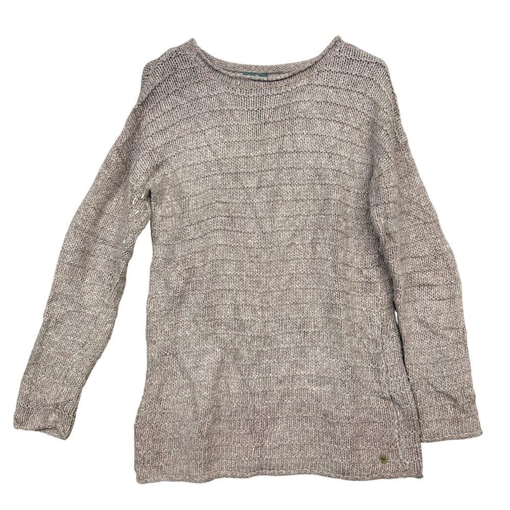 Eddie Bauer Womens Sweater Mauve Crochet Pullover Petite Long Sleeve Tunic PM
